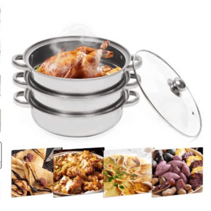 28cm multifunctional double-layer steamer stainless steel steamer silver