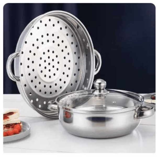 28cm multifunctional double-layer steamer stainless steel steamer silver