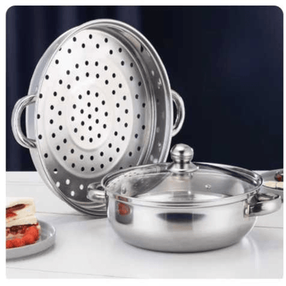 28cm multifunctional double-layer steamer stainless steel steamer silver