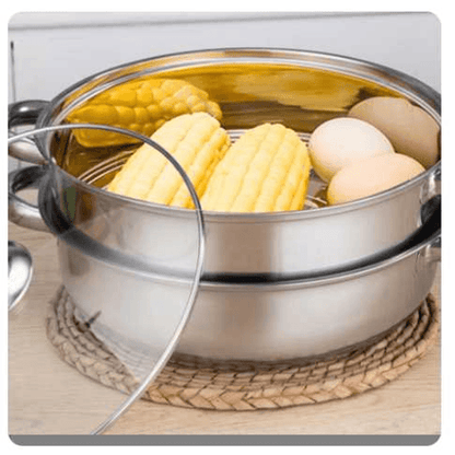 28cm multifunctional double-layer steamer stainless steel steamer silver