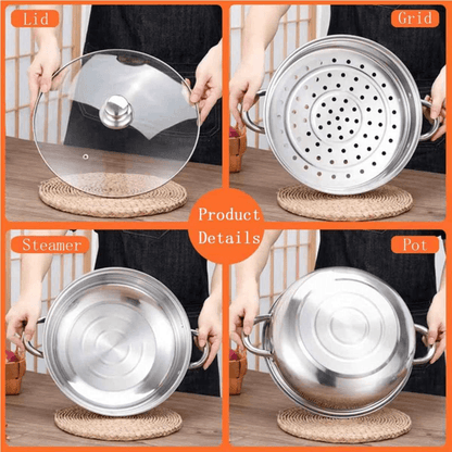 28cm multifunctional double-layer steamer stainless steel steamer silver