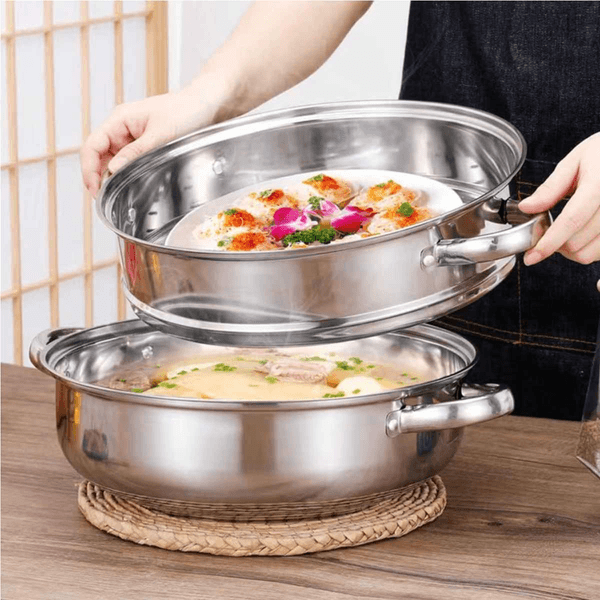 28cm multifunctional double-layer steamer stainless steel steamer silver