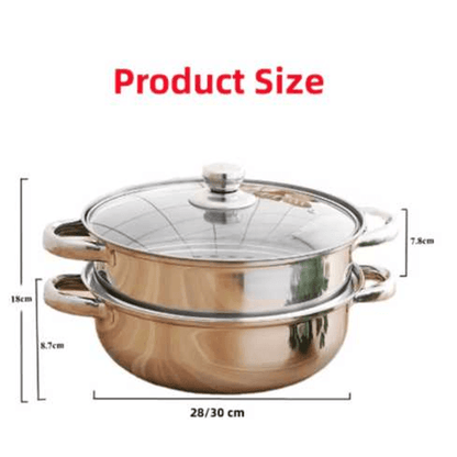 28cm multifunctional double-layer steamer stainless steel steamer silver